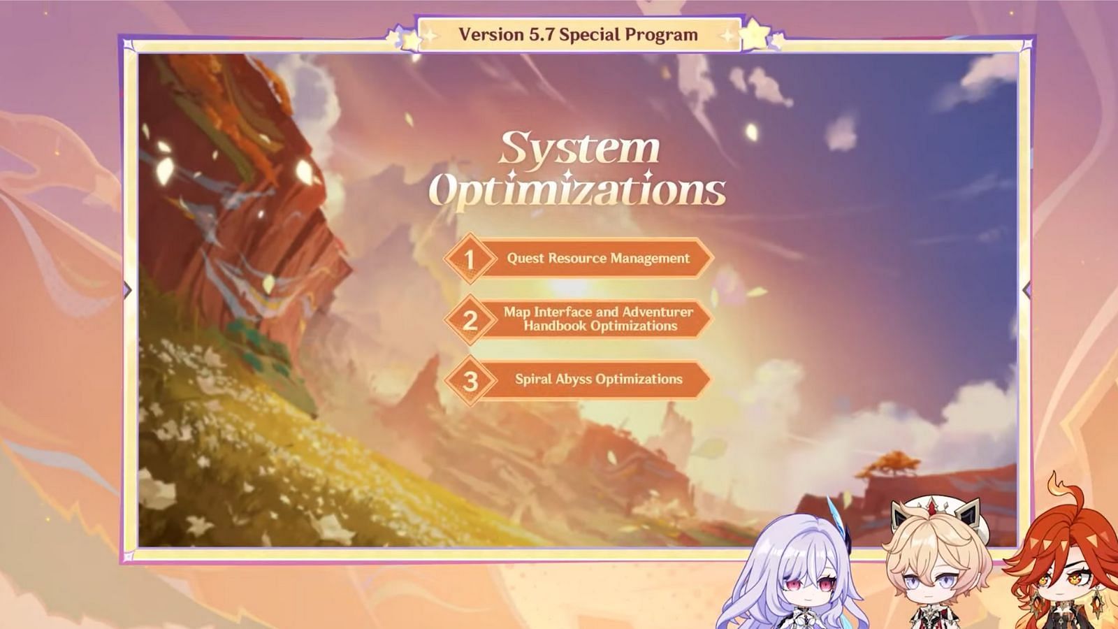 New QoL updates and system optimizations will be added in version 5.7 (Image via HoYoverse)